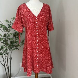 NWT Madewell Button Down Ditsy Print Red Dress